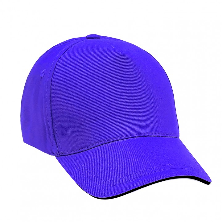 Saks Mavi Pamuk Gabardin 5 Panel Sandwich Siper Royal Promosyon Şapkası